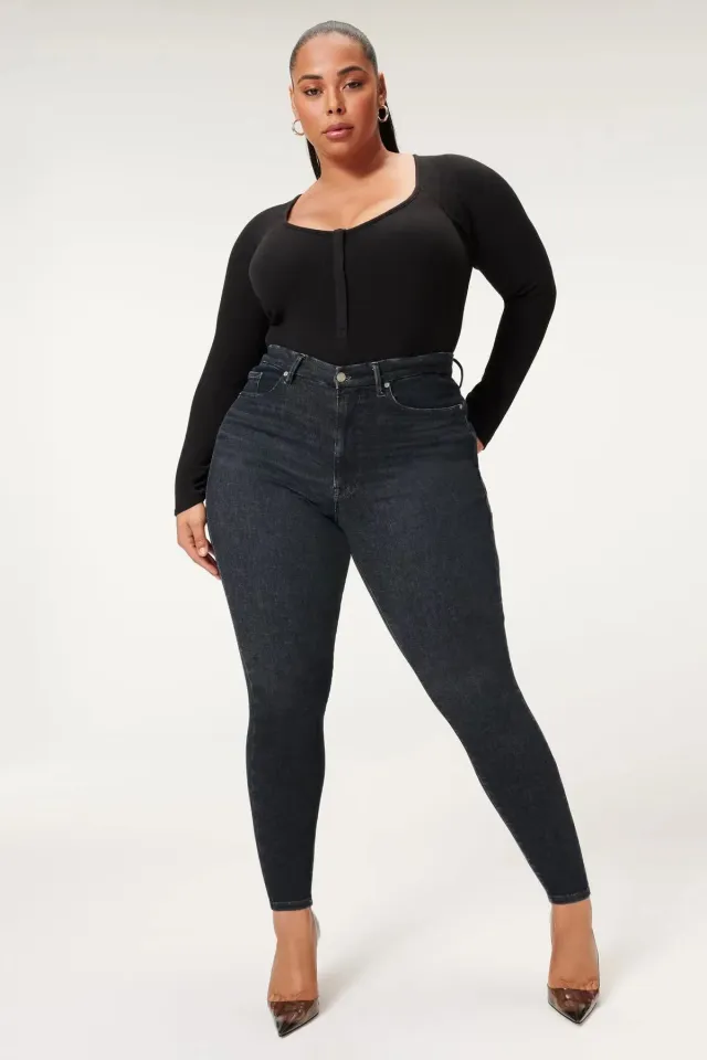 Large Size High Elastic All matching Denim Slim Jeans Black - Shop at LoveMi
