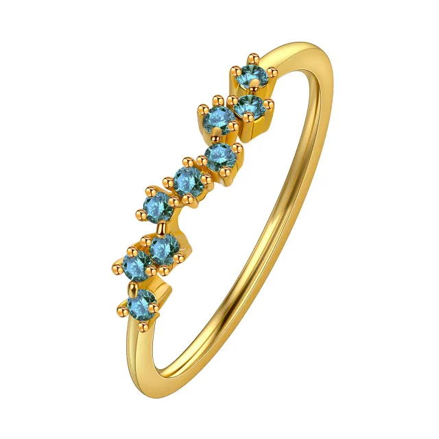 Women's Vintage Ring In Copper With Diamonds Colored DiamondsAnd ZirconLuxury Feel Design Sky Blue - Shop at LoveMi