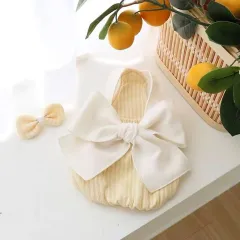 Pet Dog Summer Bow Suspenders Clothes - Yellow - View 1