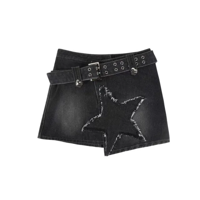 Retro Denim Skirt High Waist Slimming Black - Shop at LoveMi