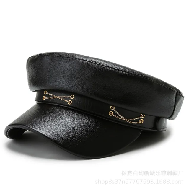 Autumn And Winter New P Navy Hat Fashion All match Adjustable Hat Military Cap Gold Necklace - Shop at LoveMi