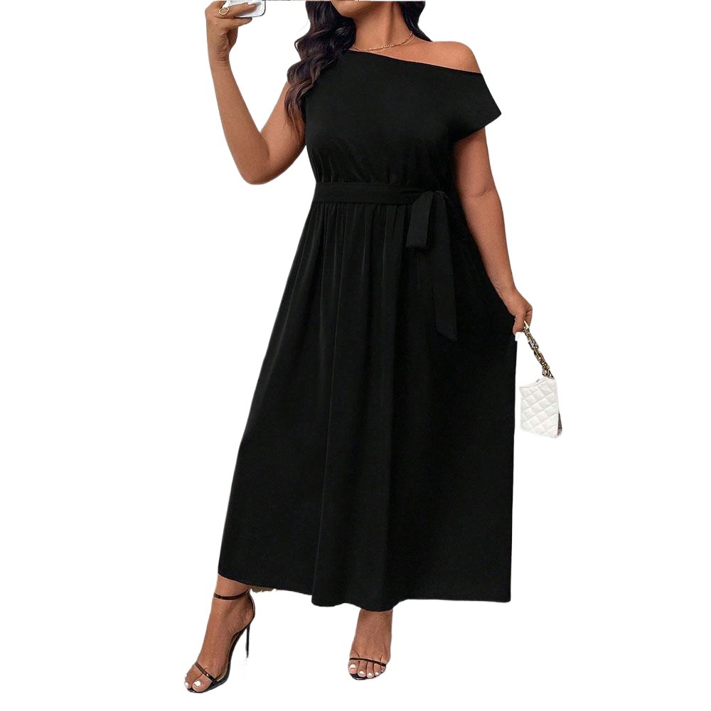 Women's Elegant Adult Lady Like Woman Temperament Off-shoulder One-shoulder Cold-shoulder Long Dress