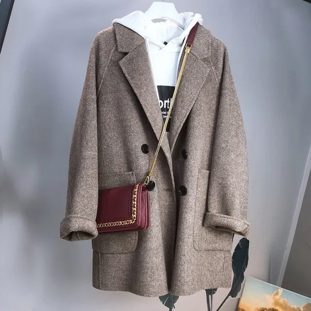 Women's High end Suit Jacket Loose Thick Slimming Dark Coffee Color - Shop at LoveMi