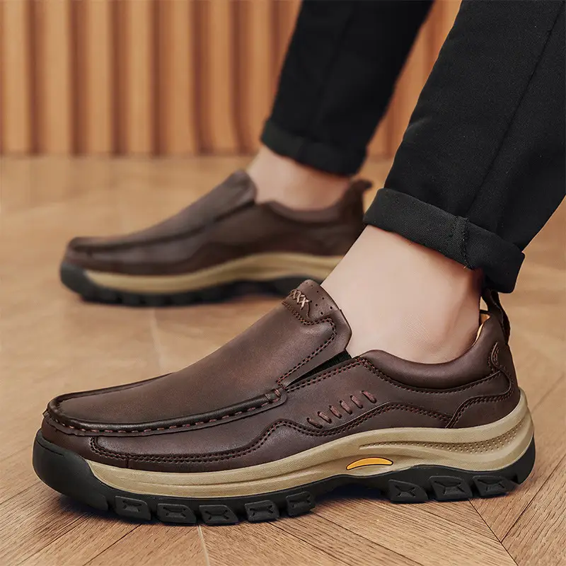 Mens British-style Casual Leather Shoes For Outdoor Hiking