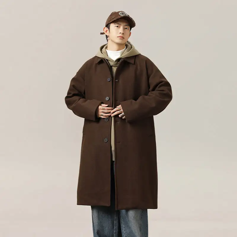 AutumnWinter Double-Faced Wool Coat Mens Mid-Length Style