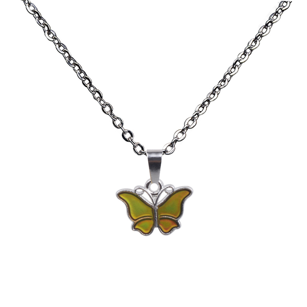 Women's Stainless Steel Temperature-sensitive Color-changing Small Butterfly Necklace