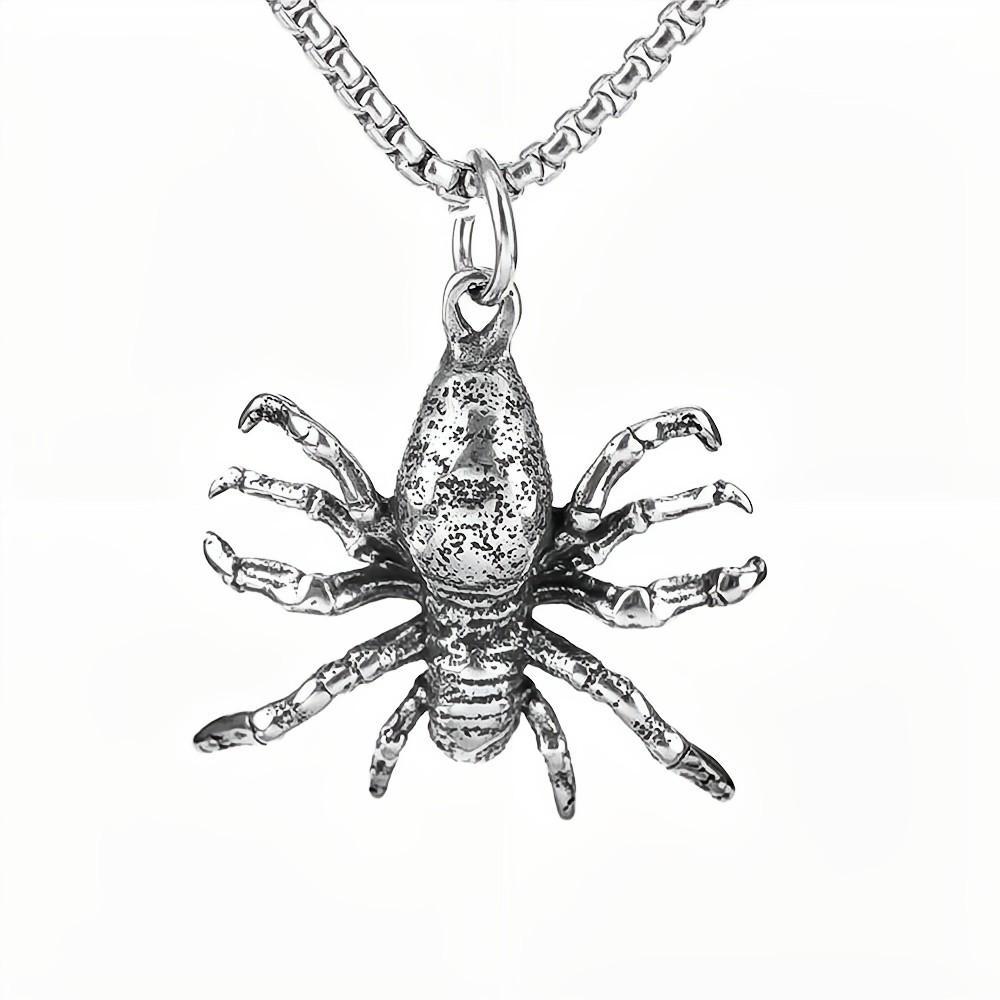 Retro Stainless Steel Men's Pendant Personality Vivid Poisonous Spider Pendant Necklace