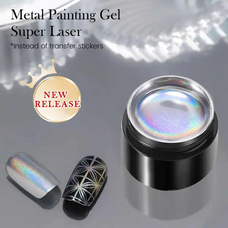 Mirror High-density Hook Line Embellishment Flower Metal Silver Wear-resistant Nail Hand-painted Glue