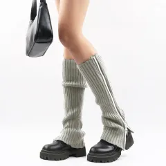 Woolen Yarn Socks Women's Knitted Slip-on - Light Grey - View 1