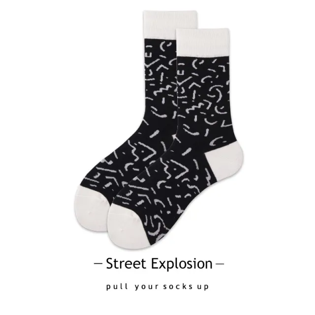 Cartoon Jacquard Sports Skate Socks Irregular Lines - Shop at LoveMi