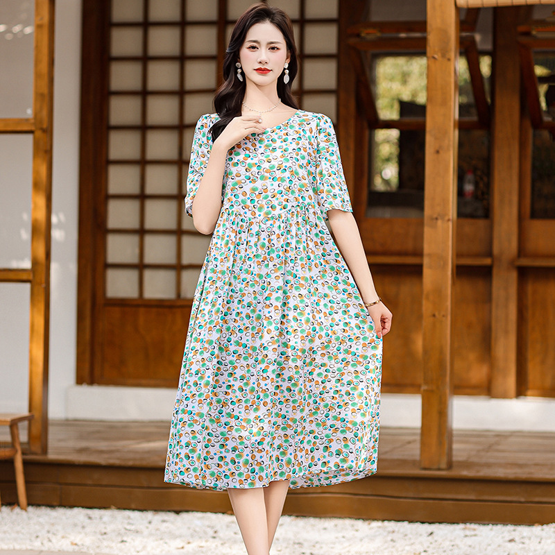 Cotton Silk Fashion Floral Loose Plus Size Outer Wear Dress No 6 - Shop at LoveMi