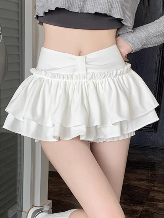 Korean Style Fashion High Waist Slimming A Line Skirt White - Shop at LoveMi