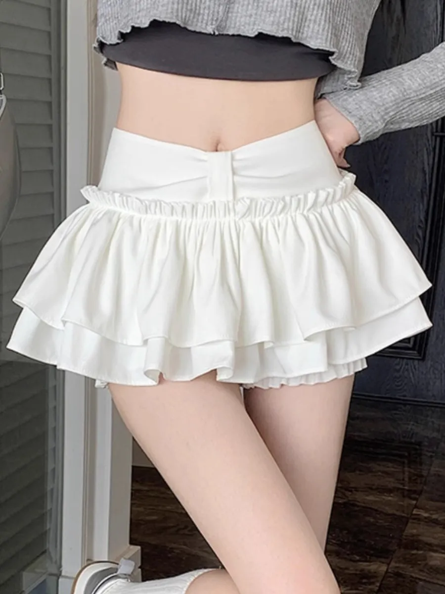 Korean Style Fashion High Waist Slimming A- Line Skirt - White