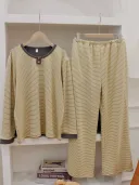 Beige Striped Suit