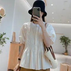 Summer New Loose Slimming Short-sleeved Shirt For Women - Beige - View 1