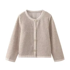 Autumn And Winter Women's Solid Colour Knitted Cardigan Short Woolen Coat - Khaki - View 1