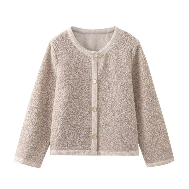 Autumn And Winter Women's Solid Color Knitted Cardigan Short Woolen Coat Khaki - Shop at LoveMi