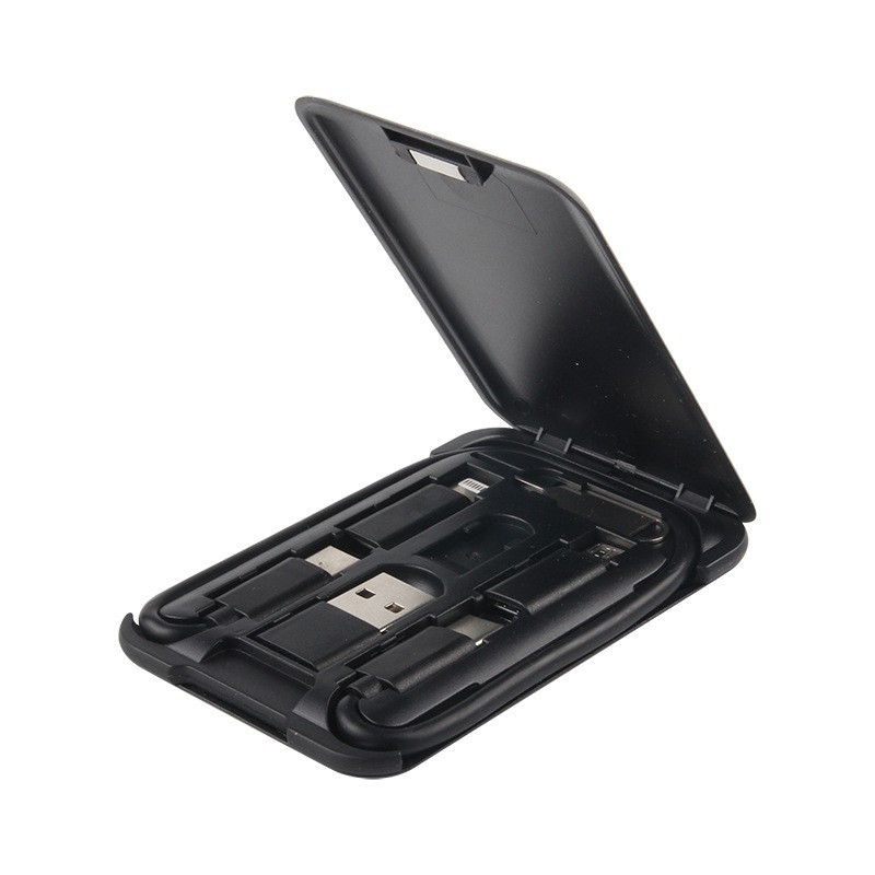 Portable Data Cable Business Card Holder Multi-function Charging Cable Mobile Phone Bracket Six-in-one