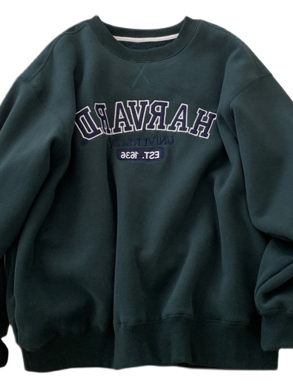 Embroidered Velvet Lining Thickened Sweater For Women