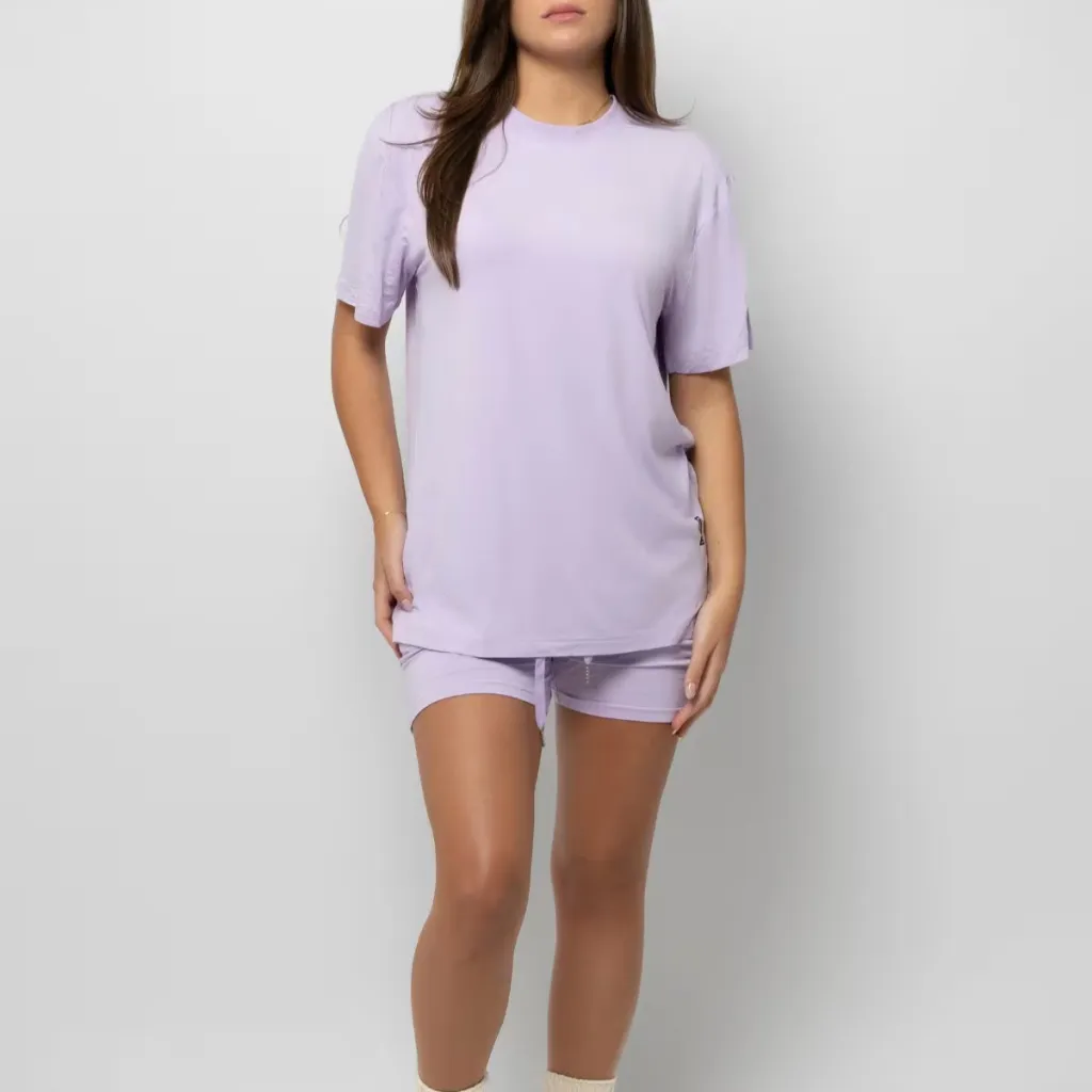 Women's Plus Size Loose Casual Summer Short-sleeved Home Wear Suit - Purple