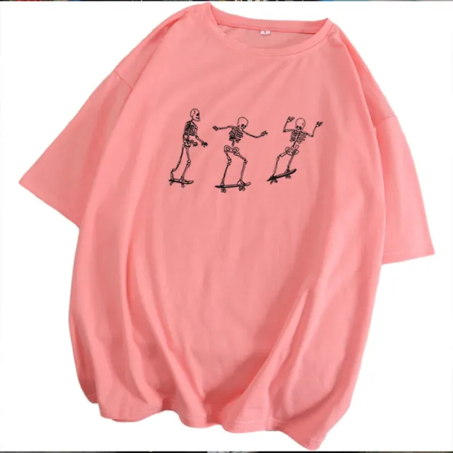 Fashion Brand Summer Short sleeved T shirt European Hip Hop Skateboard Printing Pink - Shop at LoveMi