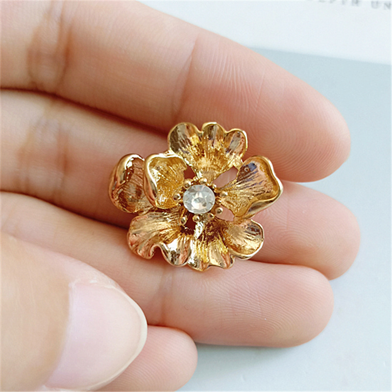 Title 2, Flower Rhinestone-embedded Drill Buckle Alloy A...