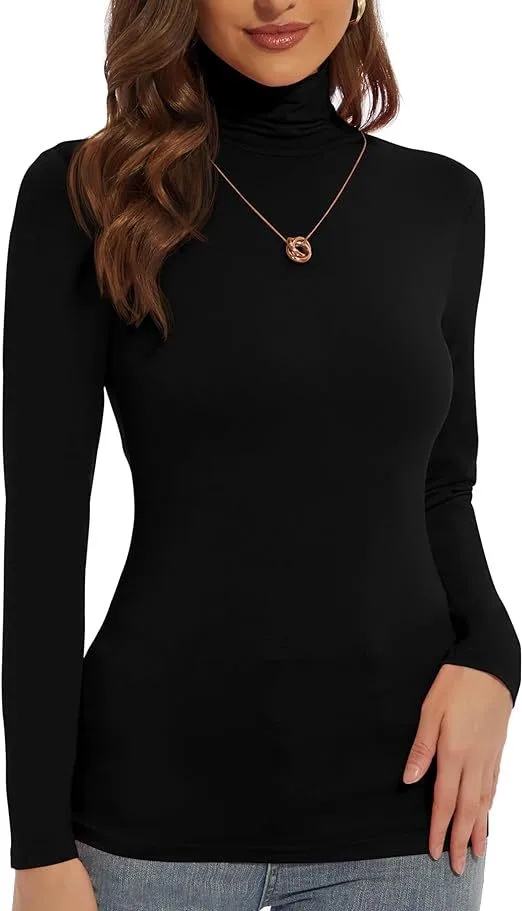 Women's Base Shirt Slim fit Turtleneck Elegant Graceful Black - Shop at LoveMi