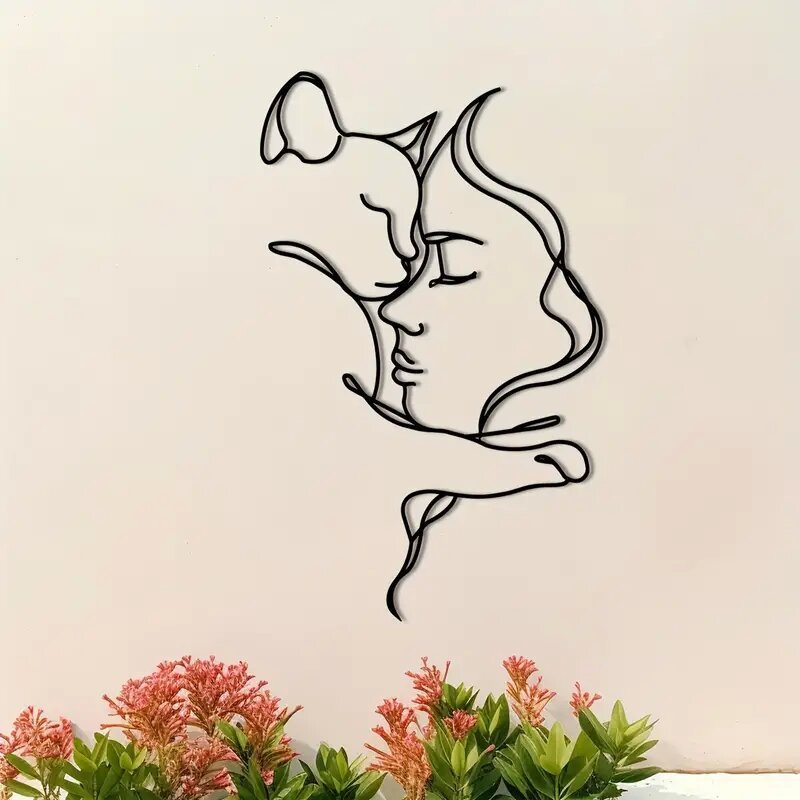 Title 8, Abstract Simple Line Cat Metal Iron Art Creativ...