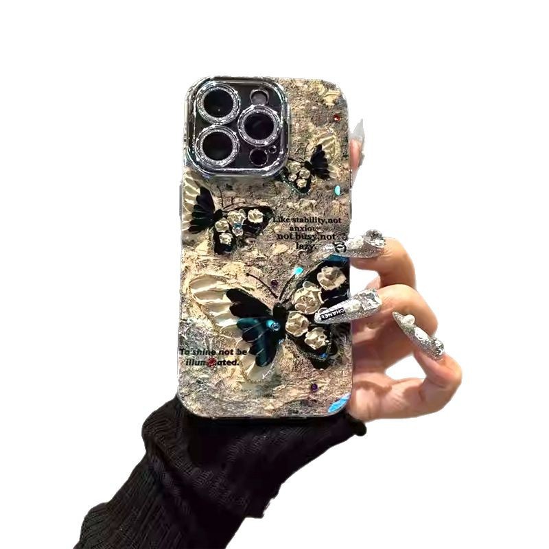 Retro Brown Butterfly Phone Case All-inclusive Lens