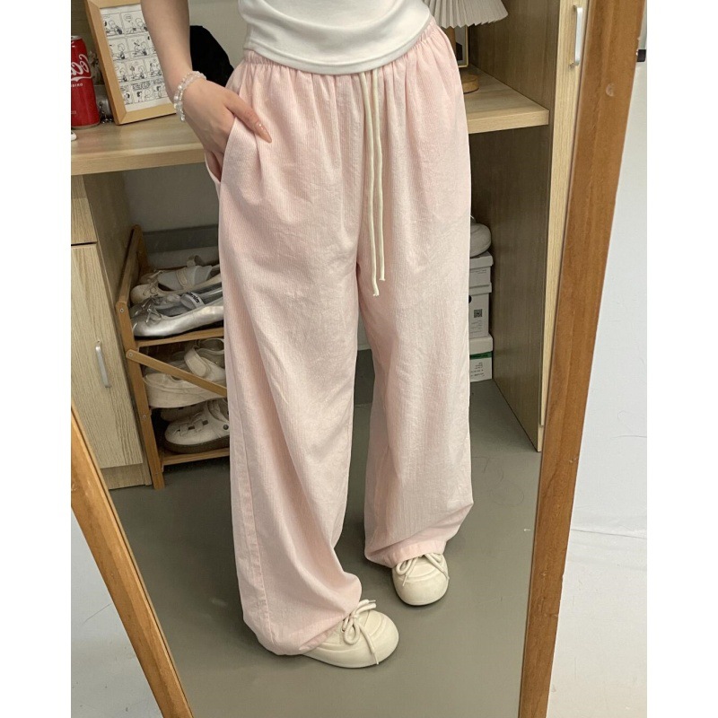 Spring Summer Striped Pants Womens High-waisted