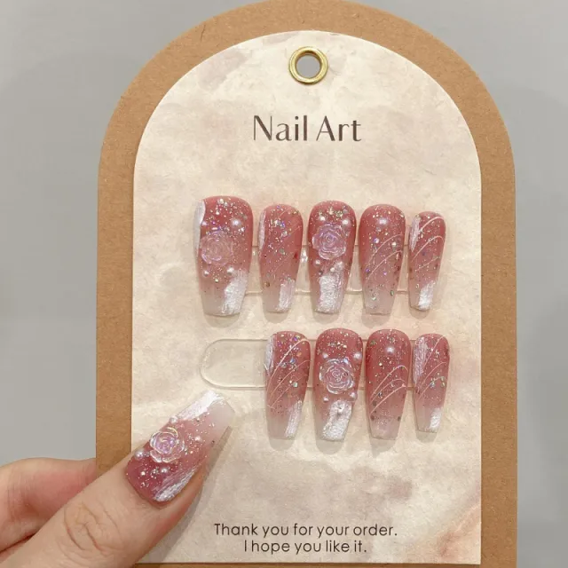 Wearable Blooming Fake Nails Women Medium M - Shop at LoveMi