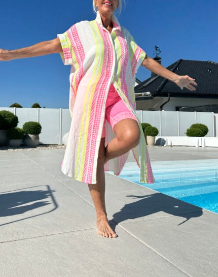 Printed Shirt Collar Vacation Style Button Cardigan Color - Shop at LoveMi