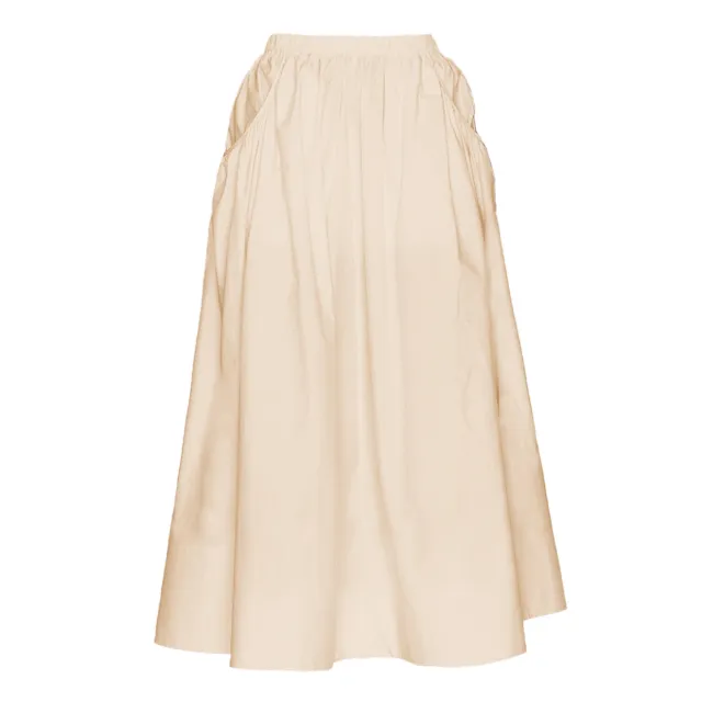 Women's Pocket Skirt Fashion Cotton Linen High Waist Beige - Shop at LoveMi