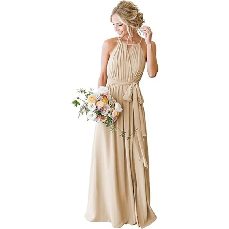 European And American Style Women Strap Chiffon Bridesmaid Dress Long - Color As In Picture 3-Ussize10