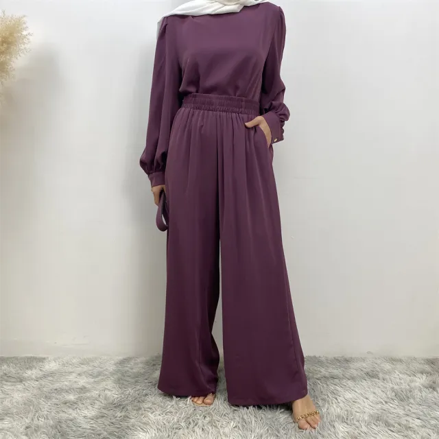 Middle East Dubai Loose Casual Muslim Suit Dark Purple - Shop at LoveMi