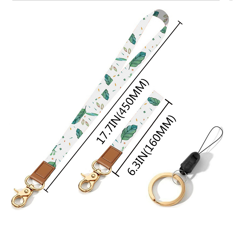 Leather-Polyester Wrist-Neck Dual-Use Keychain Lanyard