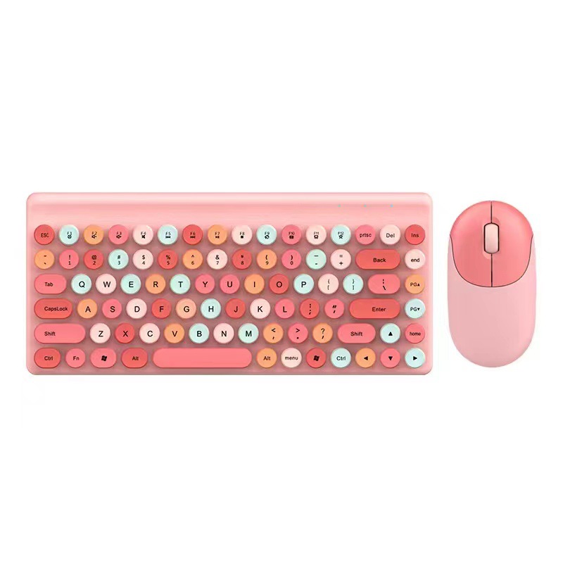 Compact, Mini Wireless Portable Colorful Retro Polka-Dot Key-Mouse Combo 3