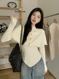 Tassel Bottoming Cloak Outer Coat Suit Younger Slim fit Slimming Sweater Blouse White - Shop at LoveMi