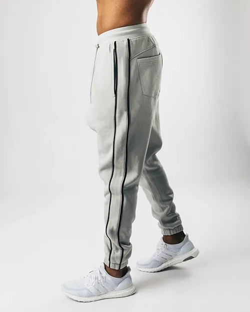 Sports Casual Tappered Fitness Trousers Gray Black Stripes - Shop at LoveMi
