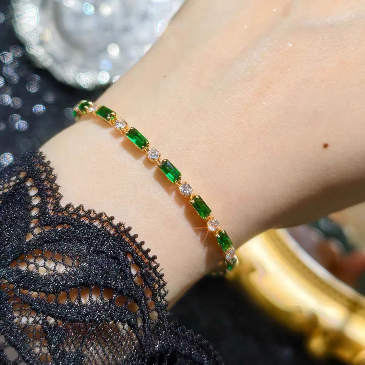 Luxury, High-end Glass Tennis Bracelet Jewelry