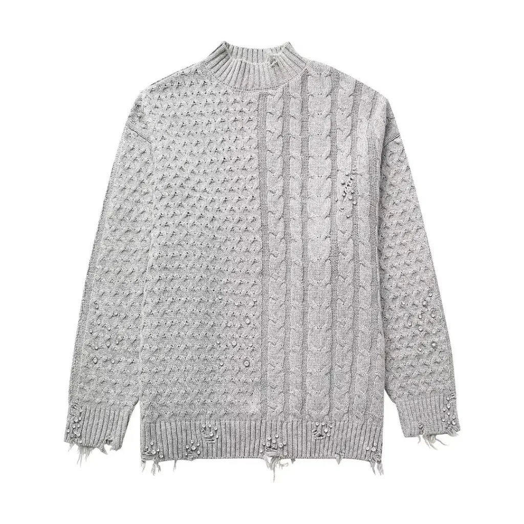 Women's Autumn Rivet Ornament Woven Sweater - 4344 Picture Colour-S