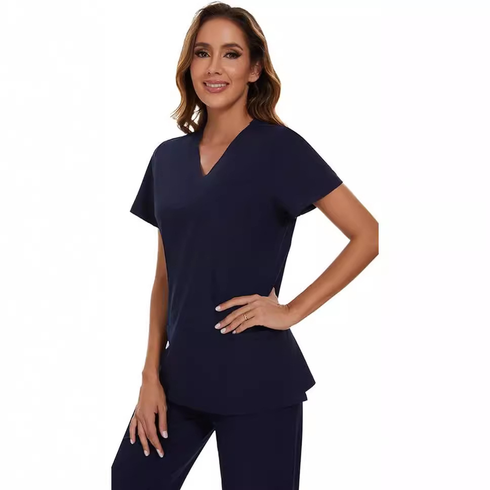 European And American V-neck Solid Color Two-piece Set