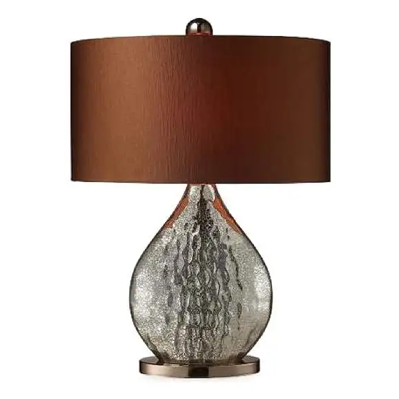 American Neoclassical Chinese Waterdrop-Textured Flat Glass Table Lamp