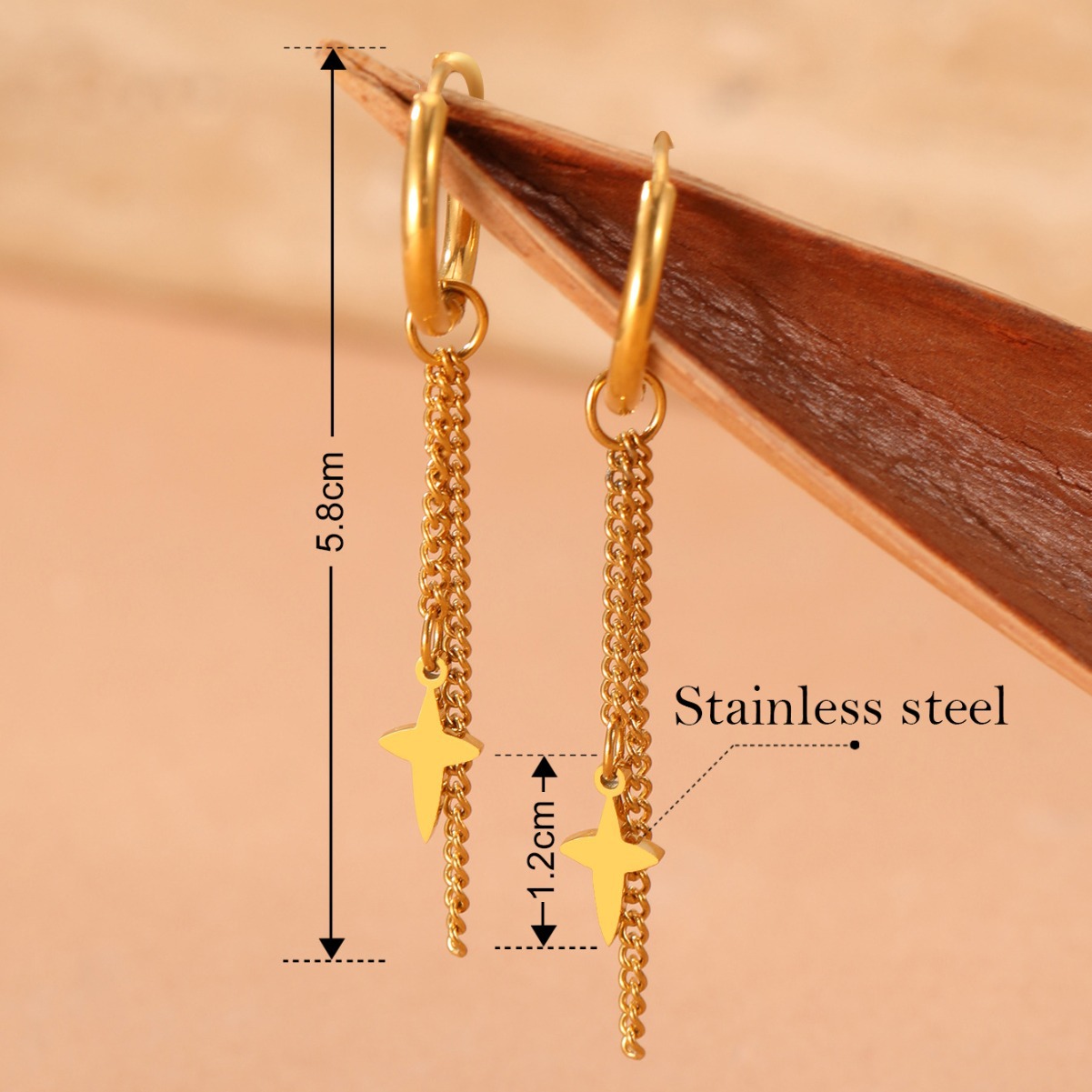 Cut-style Smooth-finish 18k Real Gold-plated Earrings - Image 4