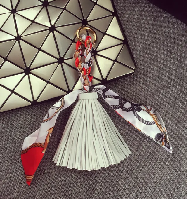 Spring And Summer Leather Scarf Tassel Pendant White - Shop at LoveMi