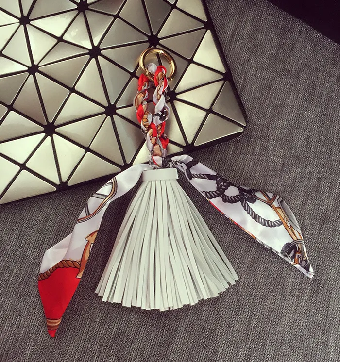 Spring And Summer Leather Scarf Tassel Pendant - White