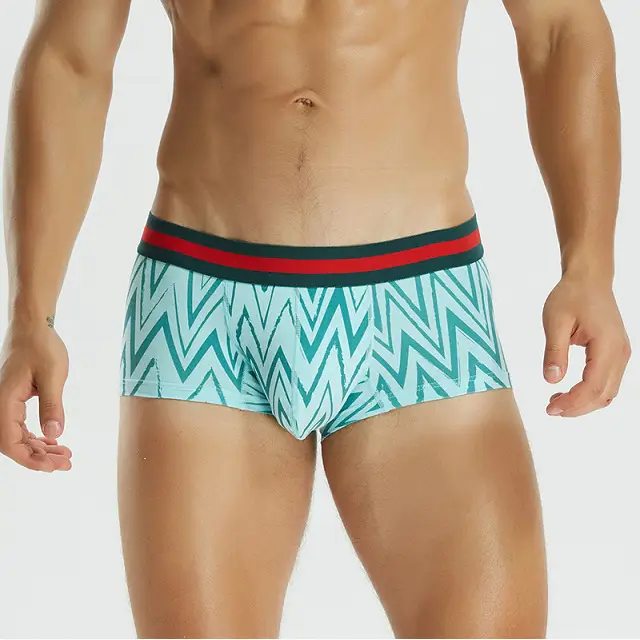 Men's Boxer Colored Cotton U Convex Low Waist Boxer Briefs