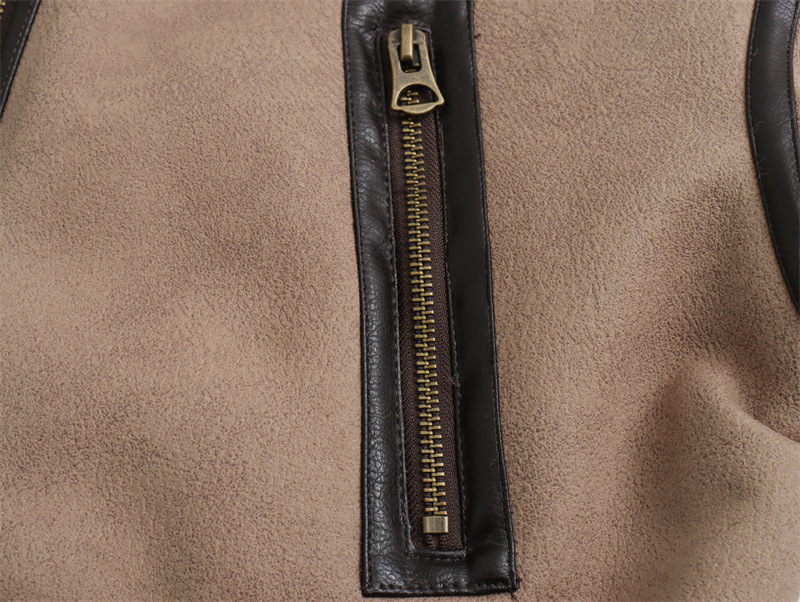 Women's Loose Long Sleeve Lamb Wool Splicing Coat