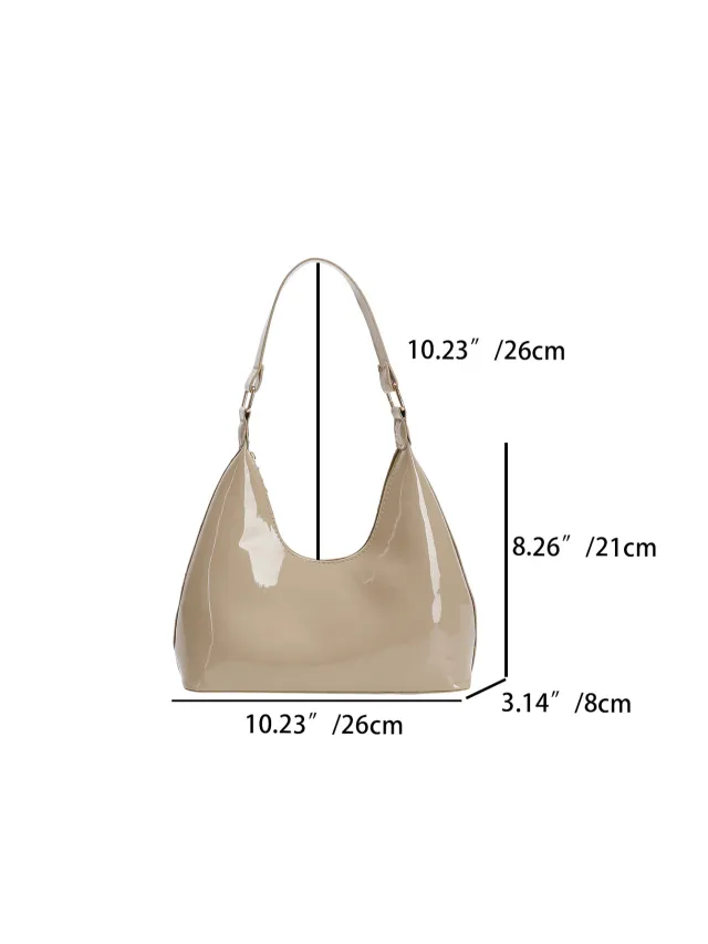 Patent Leather Glossy Women's Shoulder Bag Fashion All match Handbag Khaki - Shop at LoveMi