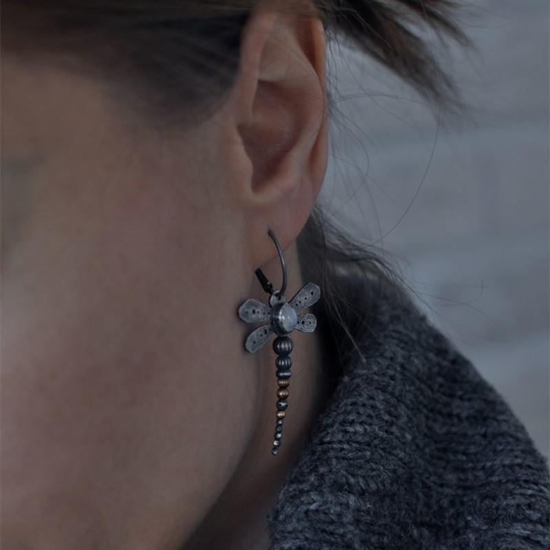 European And American Fashion Dragonfly Earrings Female Temperament Long